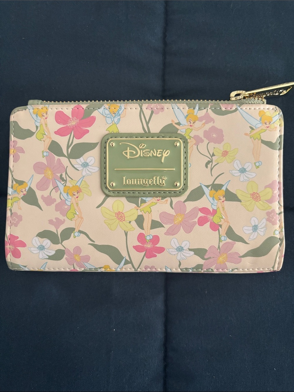 Loungefly Disney Tinker Bell Floral Gold Zip wallet